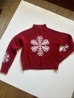 Jessica Simpson Red Snowflake Mock Turtleneck Sweater
